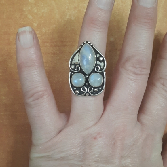 New Rainbow Moonstone 925 Silver Ring. - Picture 3 of 8